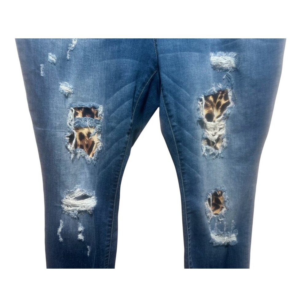 Judy Blue Skinny Fit Jeans Women 22W Blue High Rise Animal Print Patches Stretch - Picture 7 of 11